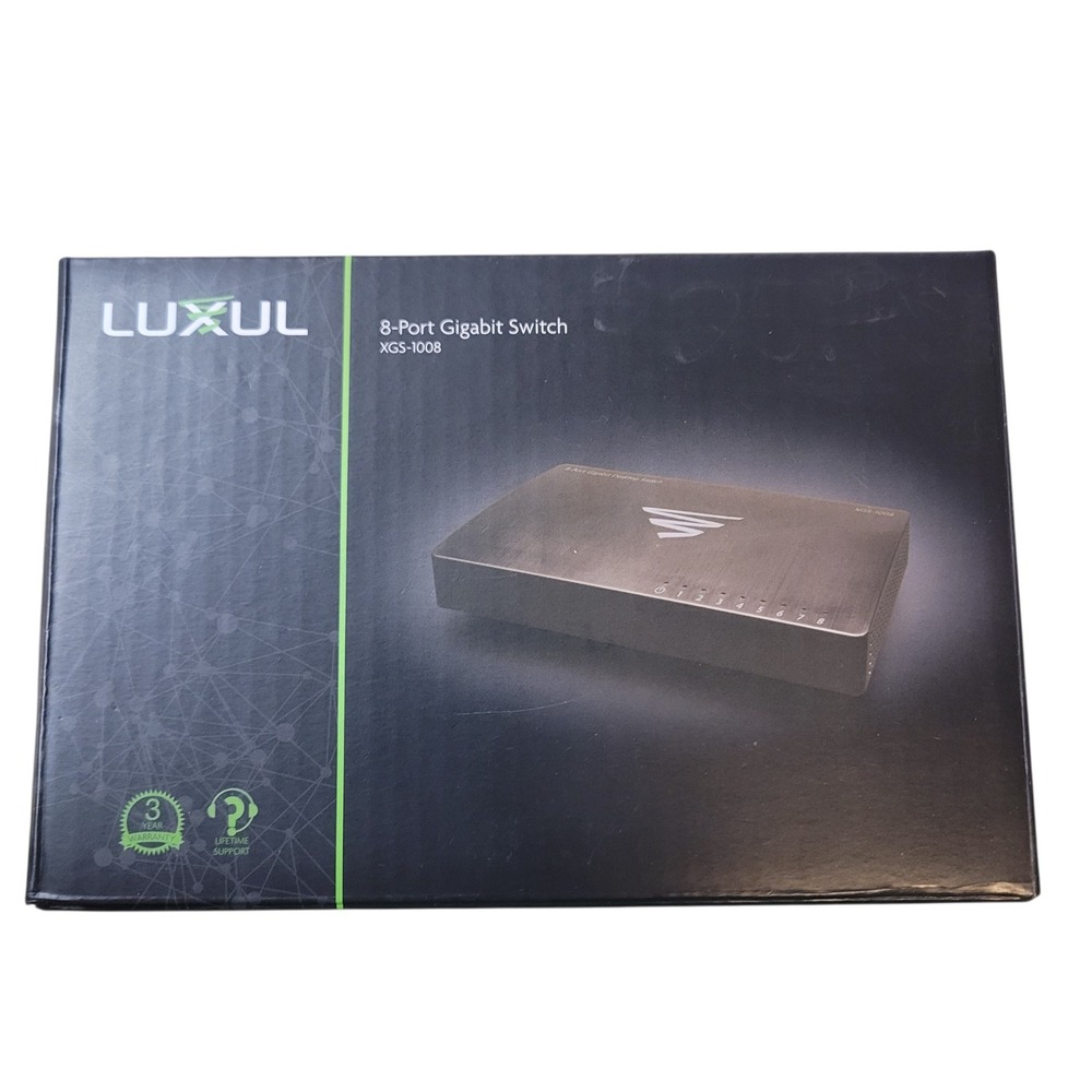 Luxul XGS-1008 8-Port Gigabit Desktop Switch Fanless Silent Ethernet Network
